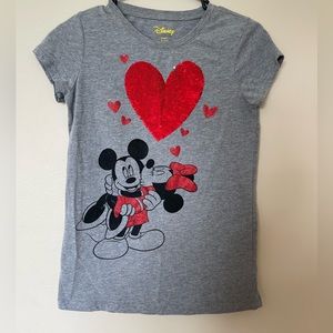 3/$30 Walt Disney Mickey & Minnie Mouse T-Shirt Kids XL, 14/16, Sequin Heart